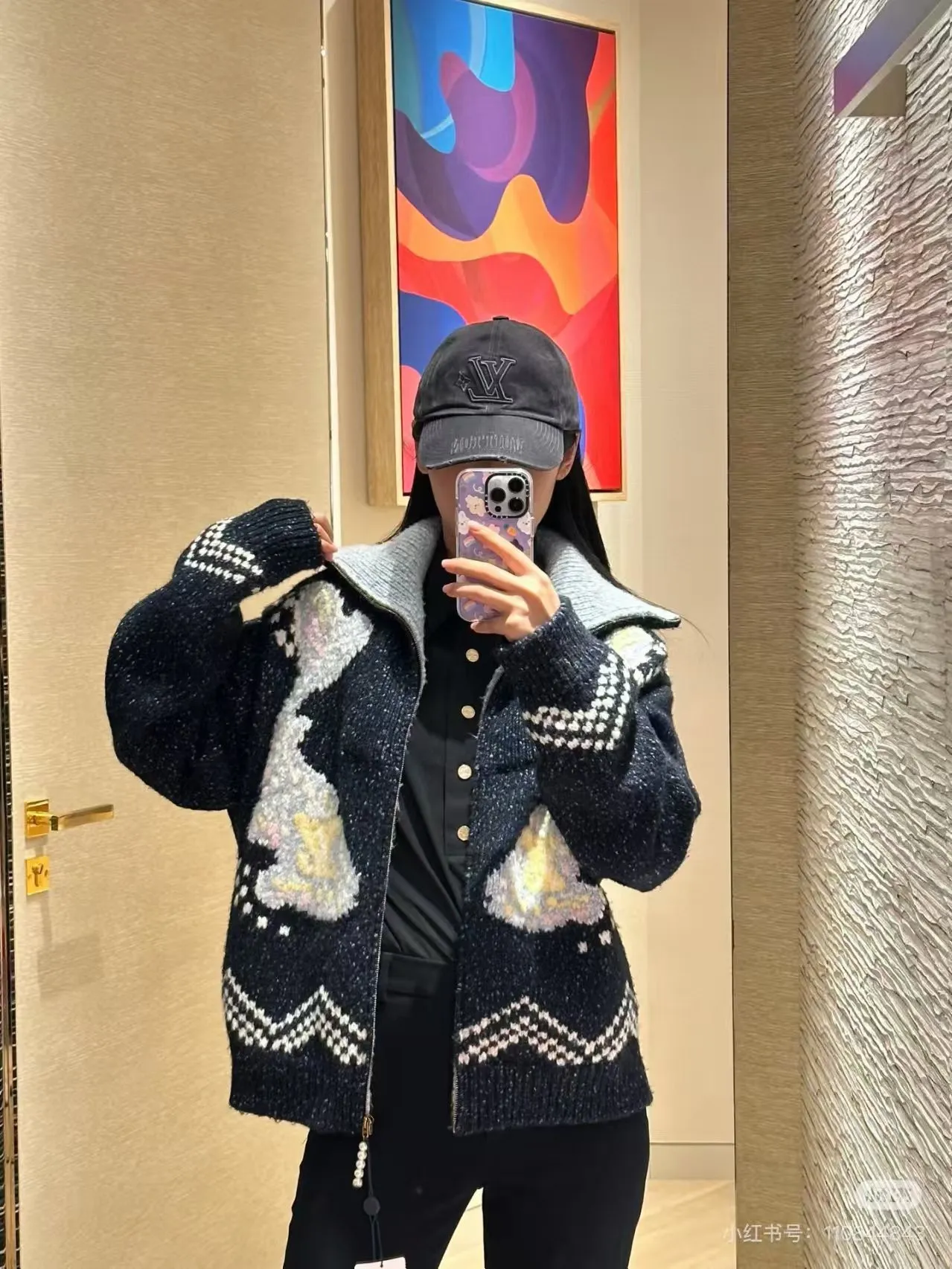 Louis Vuitton/Louis Vuitton 25Fw Nigo joint Pisces knitted jacket